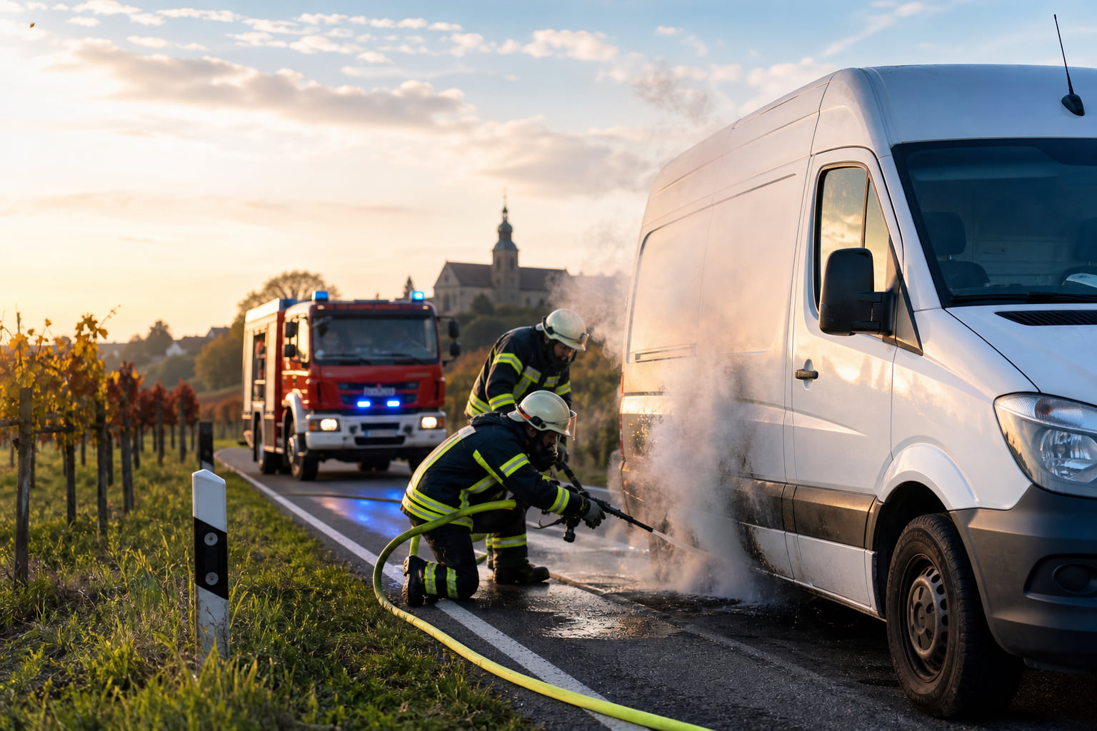 Brand auf der B9: Transporterbatterie fängt Feuer zwischen Schwegenheim und Westheim