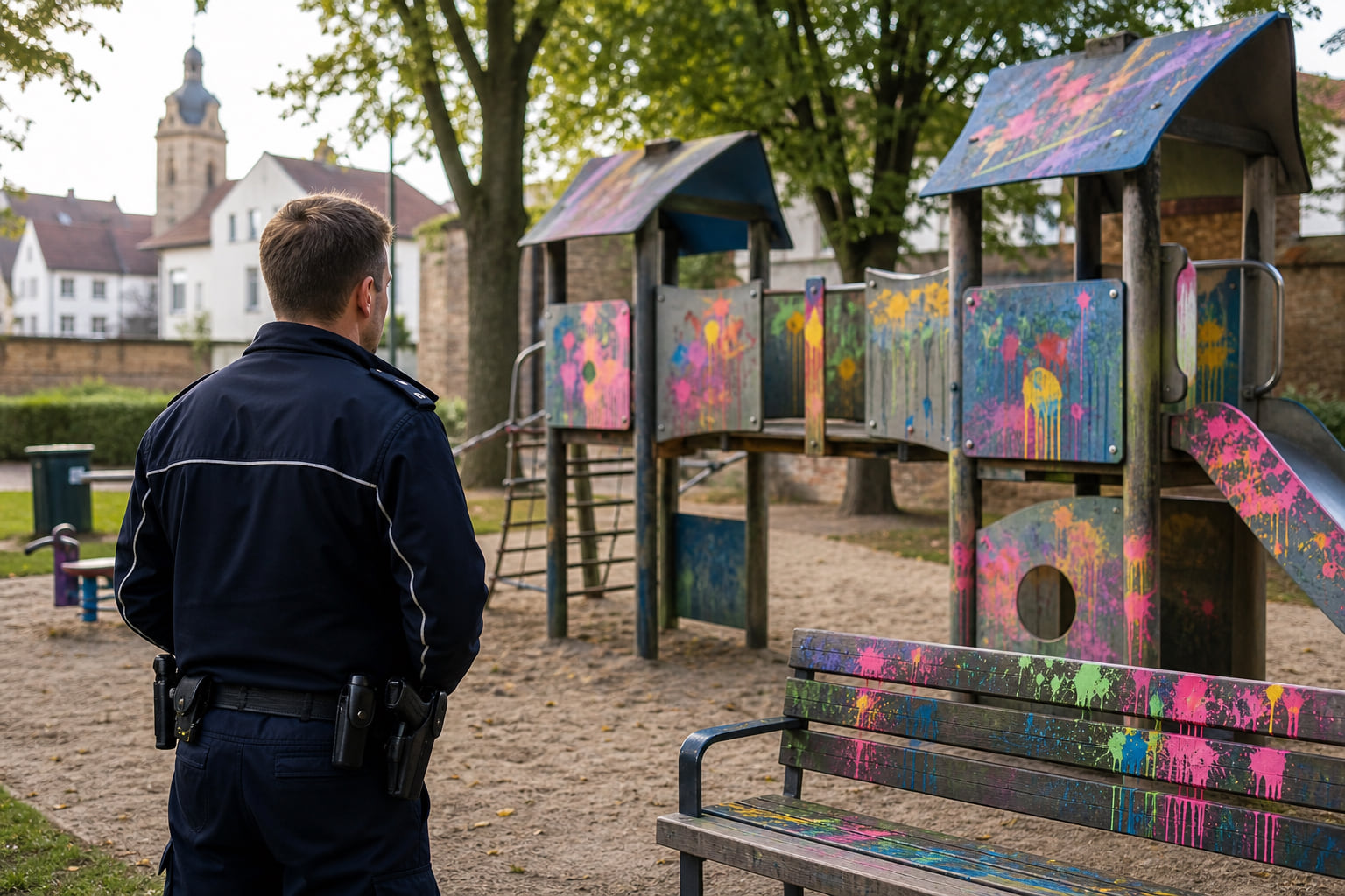 Farbschmierereien auf Spielplatz in Weingarten – Polizei sucht Zeugen