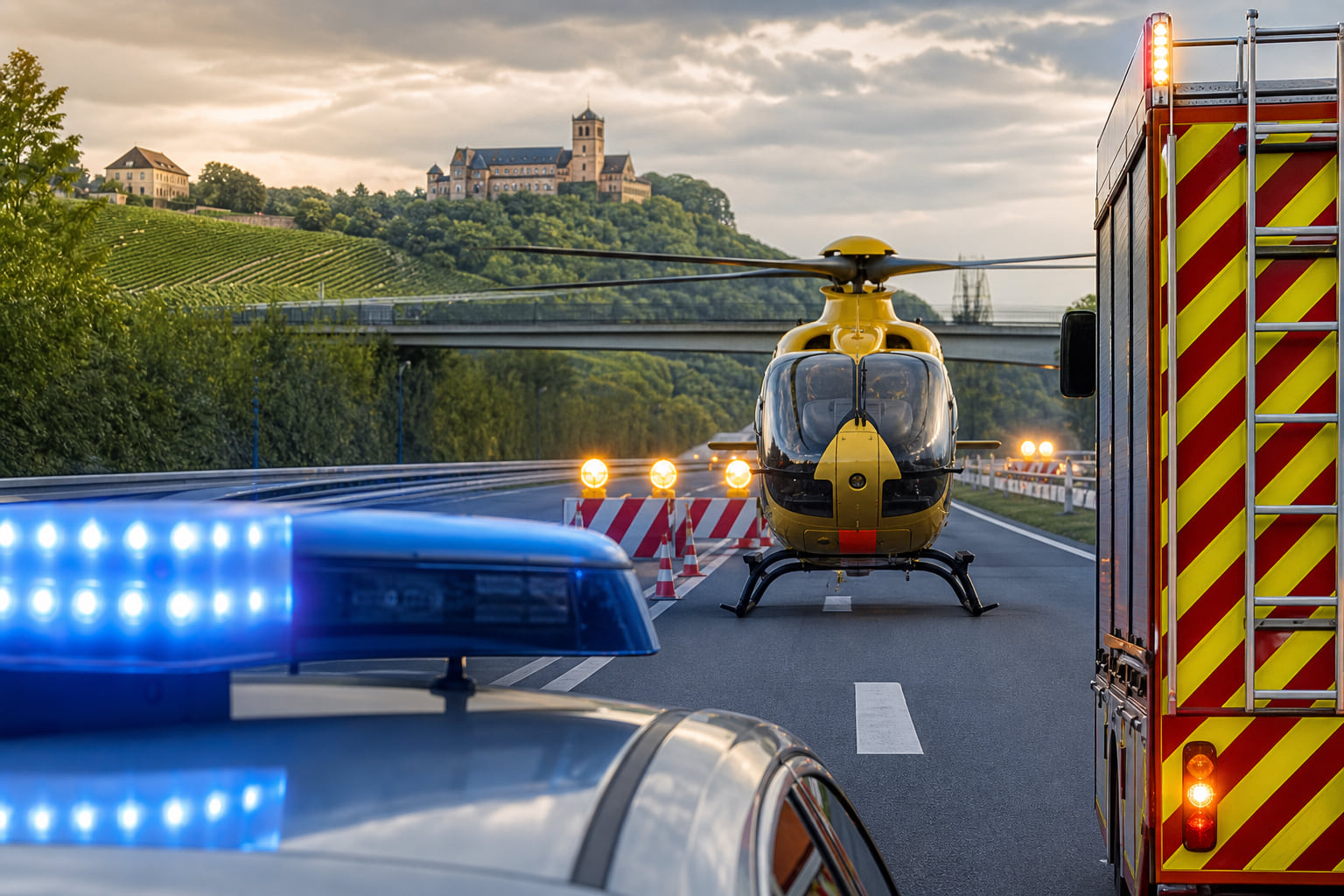 Schwerer Motorradunfall auf der A65: Hubschraubereinsatz sorgt für Vollsperrung bei Landau-Süd