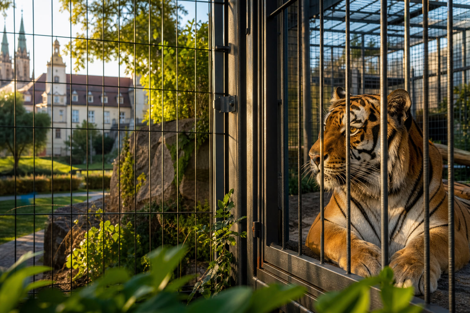 Erstes Date hinter Gittern: Zoo Landau testet neuen Tiger Manu
