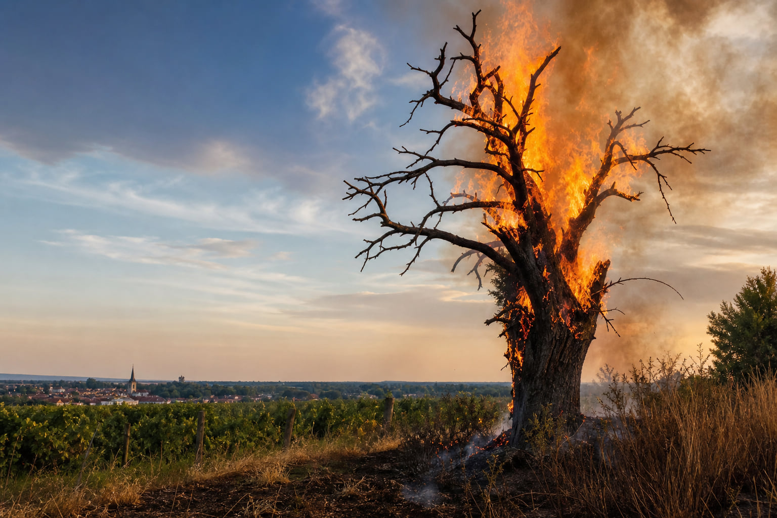 Feuer greift auf Baum über: Feuerwehreinsatz bei Leimersheim