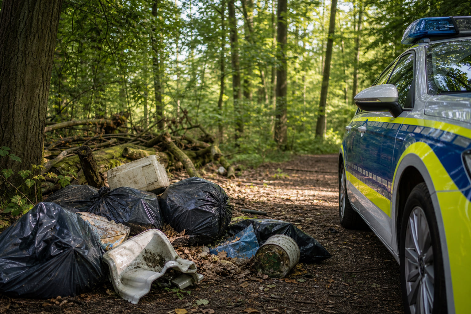 Illegale Müllablagerung im Wald bei Steinweiler – Polizei sucht Zeugen