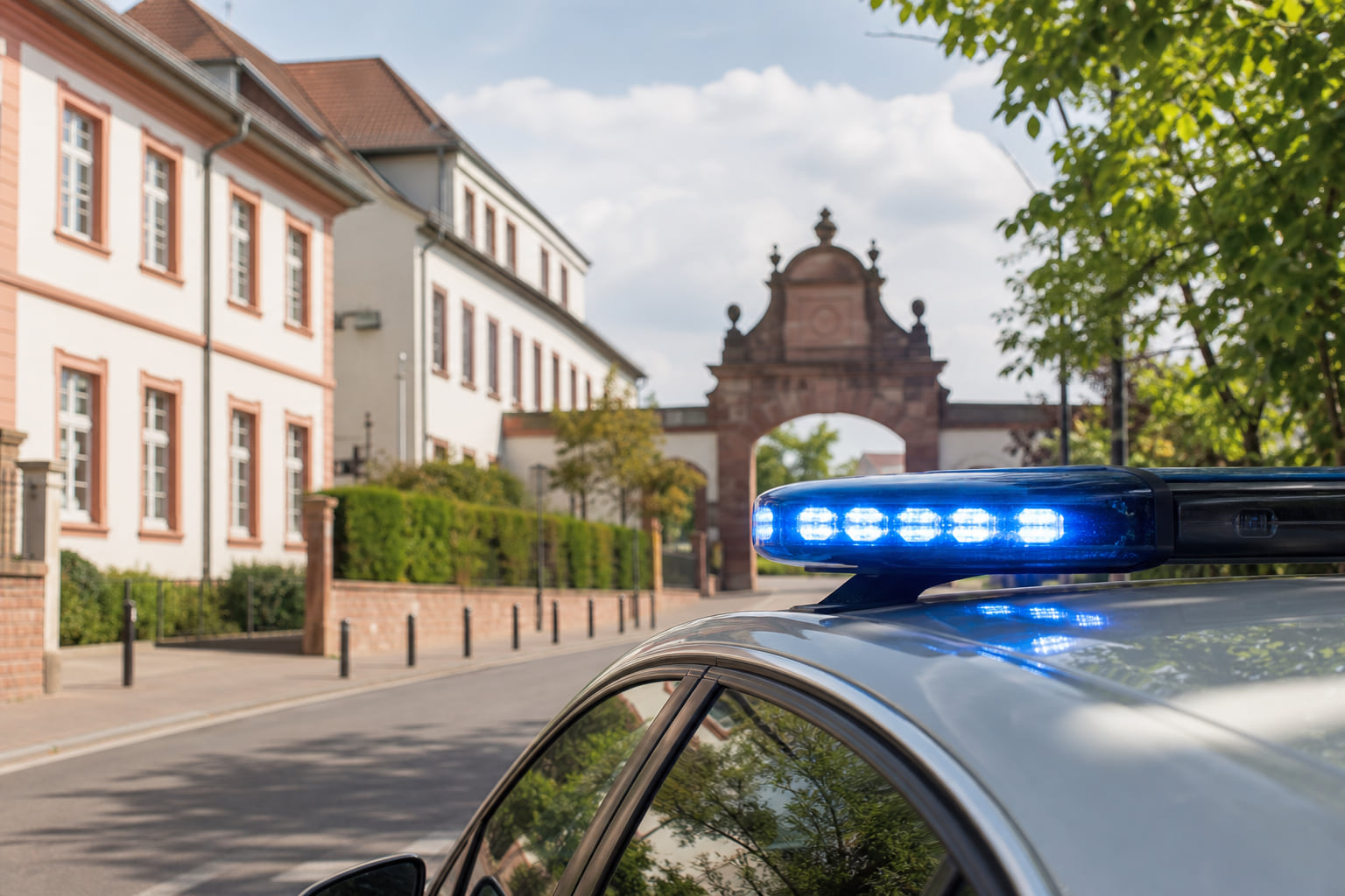 Schulwegkontrolle in Landau: Polizei kontrolliert an der Montessori Schule
