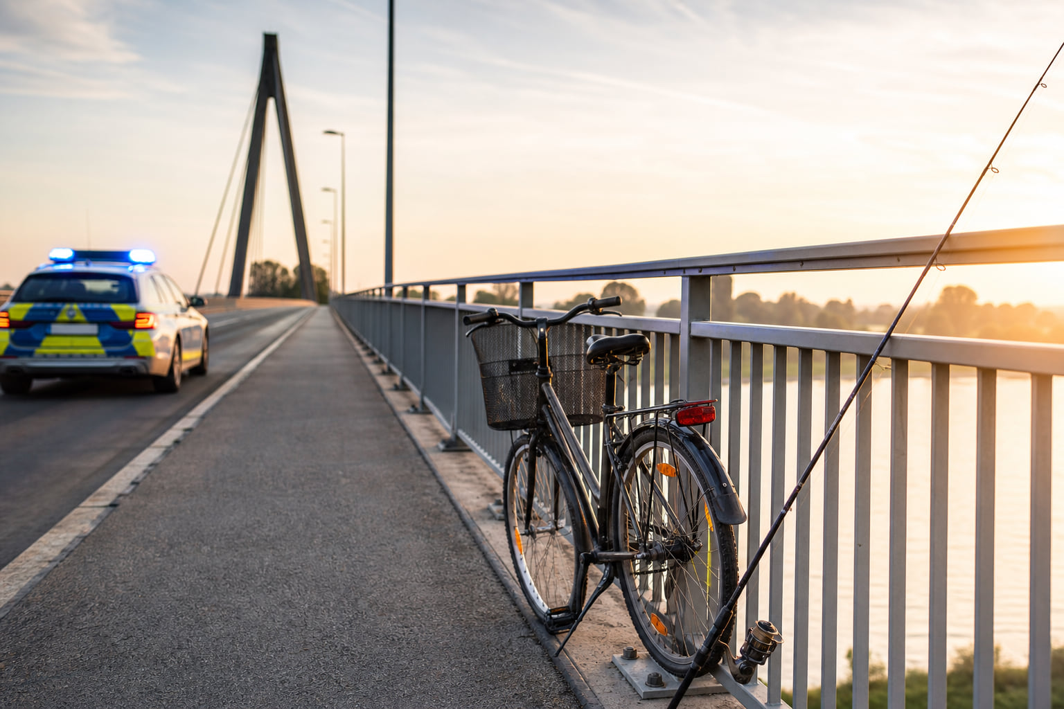 Fahrrad geangelt statt gesprungen: Polizeieinsatz auf der Rheinbrücke bei Wörth am Rhein