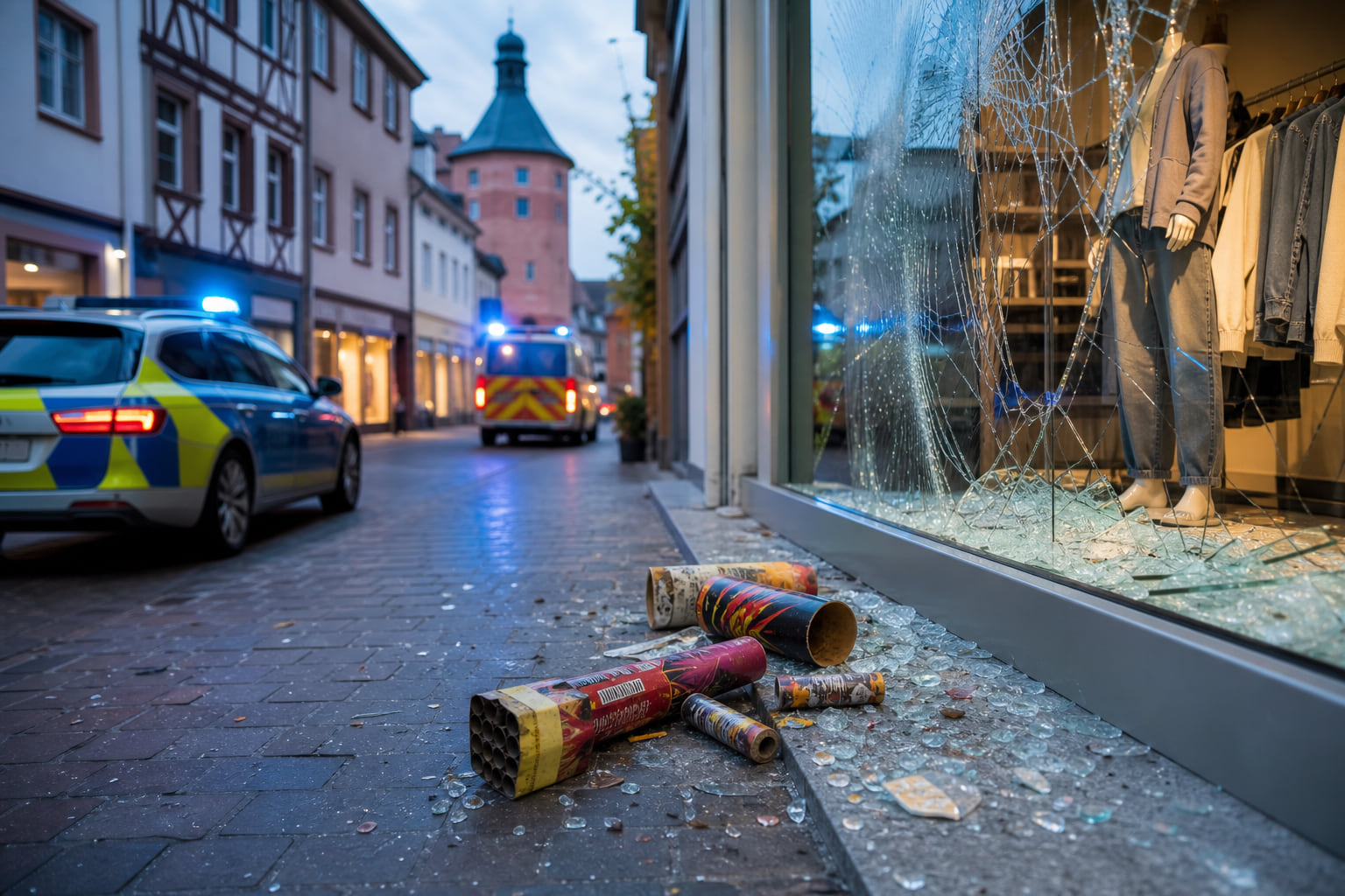 Feuerwerkskörper im Textilgeschäft: Jugendliche sorgen für Schäden in der Landauer Waffenstraße
