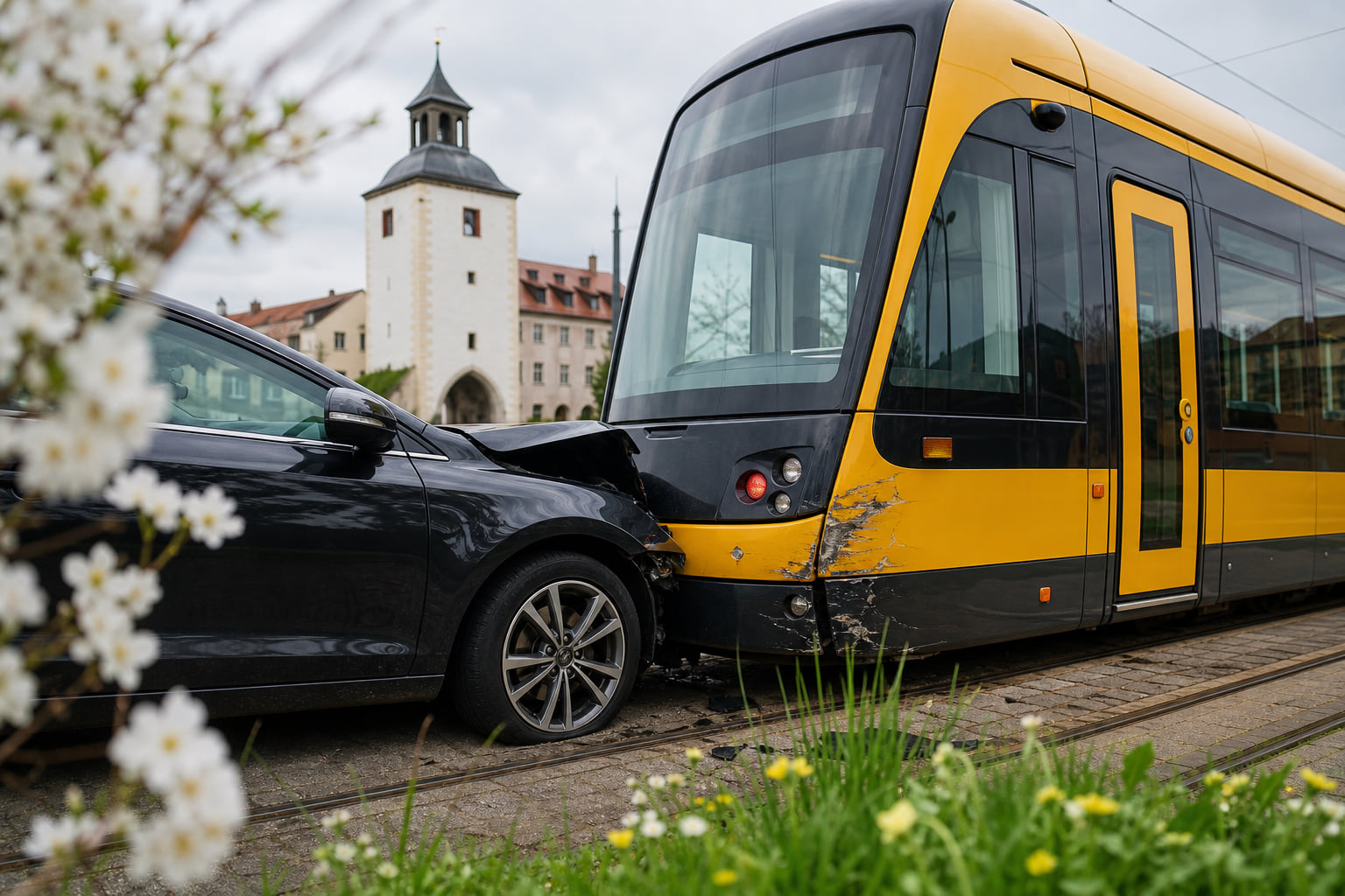 Auto kracht in Wörth in Straßenbahn: 11.000 Euro Schaden