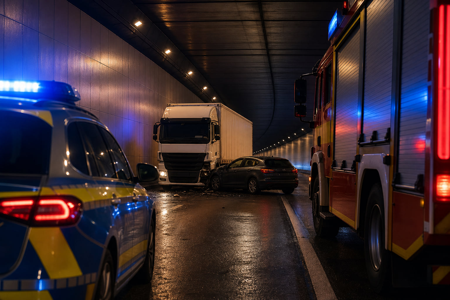 Schwerer Unfall im Staufertunnel: PKW kollidiert mit LKW auf der B10