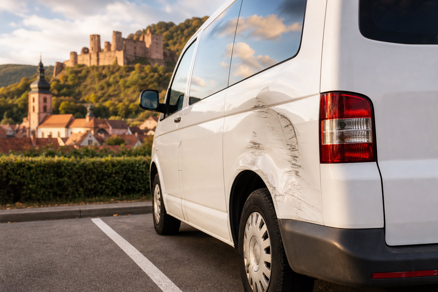 Unfallflucht in Annweiler: Weißer VW Bus auf Parkplatz beschädigt – Zeugen gesucht!