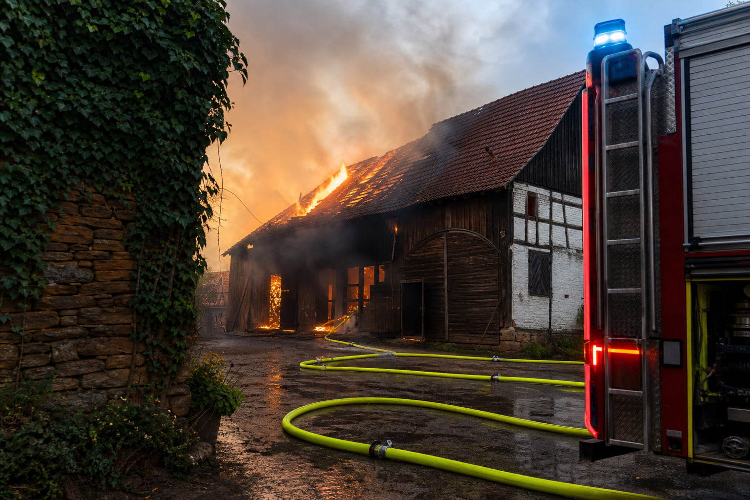 Scheunenbrand in Freckenfeld: Person verletzt